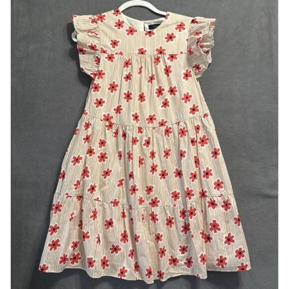 En Saison Poplin Tiered Ruffle Sleeve Short Dress Poppy Floral Print Size S - Picture 1 of 8